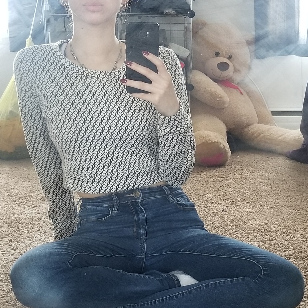Patterned Sweater Crop Top